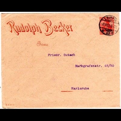 DR 1902, v. Leipzig gebr. 10 Pf. Germania Privatganzsache Brief Rudolph Becker