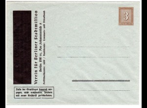 DR, ungebr. 3 Pfg. Privatganzsache Umschlag Verein für Berliner Stadtmission