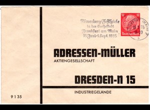 DR, geb. 12 Pfg. Privatganzsache Umschlag Adressen Müller AG Dresden.