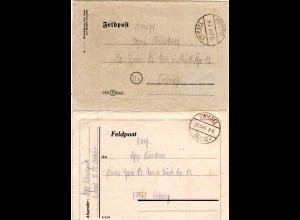 DR Feb/März 1945, 2 späte Feldpost Briefe v. Zwiesel n. Coburg