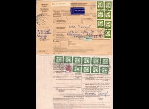 BRD 1966, 17x2 Mk.+20 Pf. auf Luftpost Paketkarte v. Wiesbaden n. USA