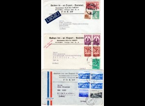 Türkei 1953/60, 3 Firmen Briefe m. versch. Frankaturen v. Istanbul n. Schweden.