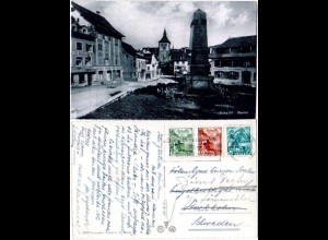 Schweiz, Liestal Obertor m. Geschäften u. Gaststätten, 1948 gebr. sw-AK
