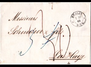 Preussen 1863, Hofpostamt K2 Berlin m. 2 Sternchen auf Porto Brief i.d. NL