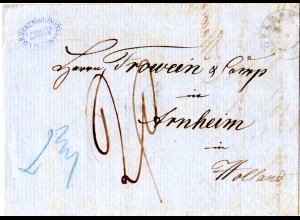 Mecklenburg-Schwerin 1865, K2 Doberan auf Porto Brief n. Arnheim, NL