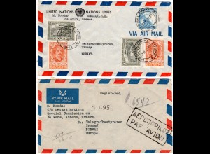 Griechenland 1951/53, 2 United Nations envelopes per Air Mail to Tromsö Norway