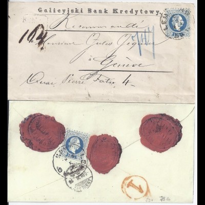 Österreich 1876, gesiegelter Einschreiben Brief aus LEMBERG (Ukraine). #S531