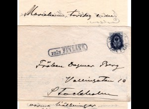 Finnland Aaland 1907, Schiffsbrief m. 10 Kop. v. Mariehamn n. Schweden