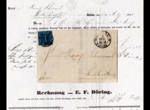 Taxis 1853, 1 SGr. auf schönem Brief v. 29 Hanau n. Bayern