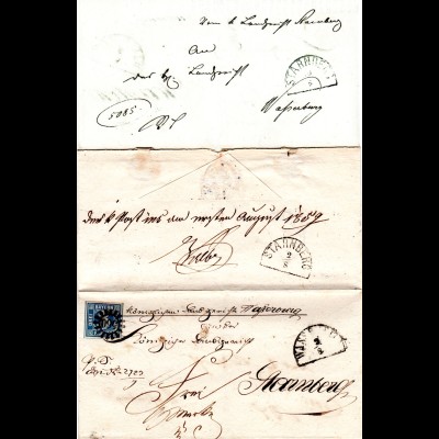 Bayern 1859, 3 Kr. auf doppelt verw. Brief Wasserburg-Starnberg u. retour