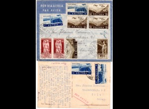 Italien Eritrea 1938, Luftpost-Karte u. -Brief von Addis-Abeba n. Oslo Norwegen.