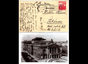 Tschechoslowakei, Brno Brünn Theater, 1937 n. Persien gebr. sw-AK