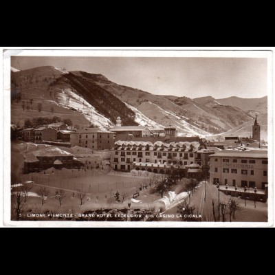 Italien, Limone Piemonte, Grand Hotel e Casino, 1934 gebr. sw-Foto-AK