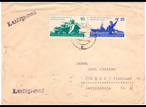 DDR 1962, 10+25 Pf. NVA auf Luftpost Brief v. Dresden n. Finnland.