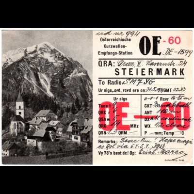 Österreich 1934, attraktive Radio Funk Karte v. Graz.