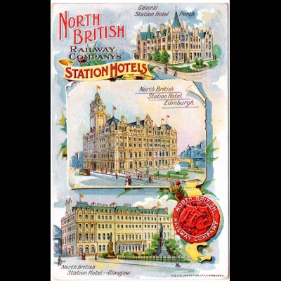 GB, Edinburgh/Glasgow/Perth, North British Railway Co.´s Hotels, 1912 gebr. AK
