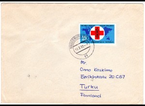 DDR 1963, EF 25 Pf. Malaria/Rotes Kreuz auf Brief v. Magdeburg n. Finnland
