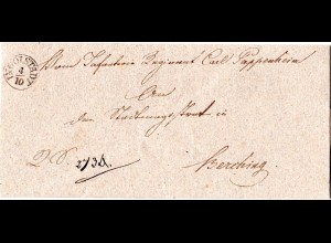 Bayern 1838, Fingerhutstpl. Ingolstadt klar auf Militär Brief n. Berching