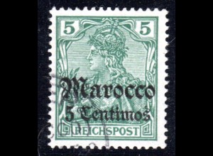 DP Marokko 20, sauber gebr. 5 Pf. Reichspost m. Frakturaufdruck. Geprüft