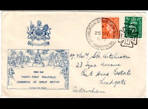 GB 1949, 31th. Philatelic Congress Manchester, Sonderumschlag m. Abb. Mulready