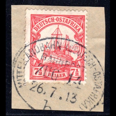 DOA 32, 7 1/2 H. auf Briefstück m. Bahnpoststpl. Mittellandbahn b Zug 14 