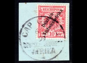 DSWA 7, 10 Pf. auf sauberem Briefstück m. Stpl. CAP CROSS