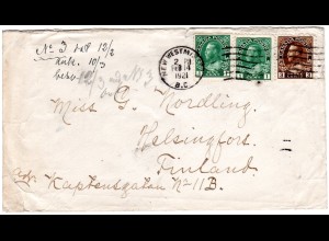 Kanada 1921, 3+2x1 C. auf Brief v. New Westminster n. Finnland. Destination!