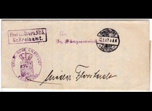 DR 1907, Frei lt. Avers No.5. Gr. Kreisamt auf Brief v. Friedberg Hessen