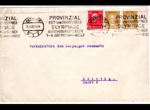 DR 1928, Brief m. Hannover Reiten Olympiade Ausscheidungs-Turnier Maschinenstpl 
