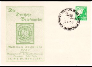 DR, 5 Pf. Privatganzsachenkarte Berlin Ausstellung 1937 m. entspr. Sonderstempel