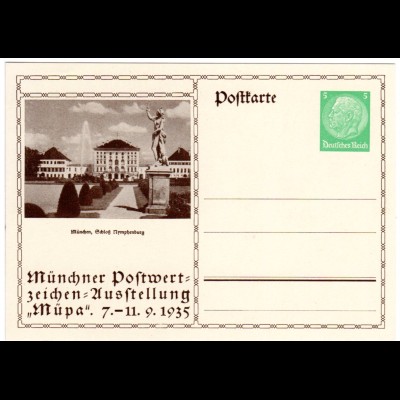 DR, ungebr. 5 Pf. Privatganzsachenkarte z. Münchner PWZ Ausstellung 1935
