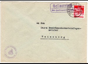 1948, Landpost Stpl. GELLMERSBACH über Heilbronn auf Gemeinde Brief m. 20 Pf.