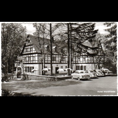 Hattgenstein, Hotel Waldfriede m. Oldtimern, 1959 gebr. sw-AK