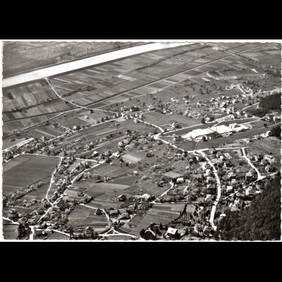 Liechtenstein, Vaduz, Luftaufnahme, 1955 gebr. sw-AK