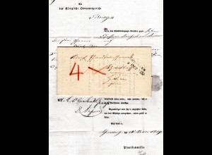 Württemberg 1829, L2 ÖHRINGEN auf Porto Brief m. gedrucktem Inhalt v. Schwabbach