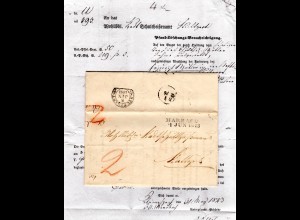 Württemberg 1843, L2 MARBACH auf Porto Brief m. gedrucktem Inhalt v. Kleinaspach