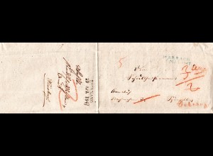 Württemberg 1847, L2 BACKNANG u. MARBACH auf 2mal verwendetem Brief, 1xNachnahme