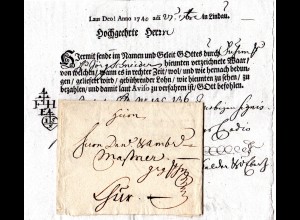 Bayern 1740, gerduckter Fuhrmannsbrief v. Lindau n. Chur i.d. Schweiz