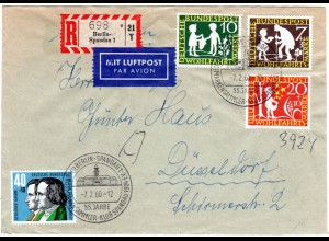 BRD 1960, Grimm Märchen, 4 Werte kpl. auf Luftpost-Einschreiben Brief v. Berlin