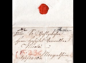 Württemberg 1810, Schreibschrift-L1 HEILBRONN auf Wert Brief v. Neckarsulm