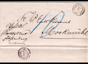 Württemberg 1880, K3 Forchtenberg auf Brief n. Moeckmühl m. Porto 10 Pf.