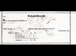 Österreich 1839, Steyr Aufgabs-Recepisse, sehr gut erhaltener Postschein 