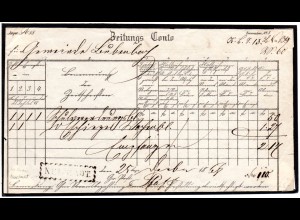 Baden 1866, R1 NEUSTADT auf Postschein Zeitungs Conto f. Gemeinde Leubenbach