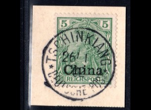 DP China, 5 Pf. auf schönem Briefstück m. Stpl. TSCHINGKIANG