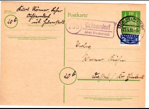 BRD 1950, Landpost Stpl. 20b OCHSENDORF über Helmstedt auf 10 Pf. Ganzsache