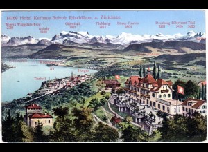 Schweiz, Hotel Kurhaus Belvoir Rüschlikon am Zürichsee, 1909 gebr. Farb-AK