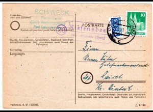 1949, Landpost Stempel 20 RIEFENSBEEK über Osterode auf Karte m. 10 Pf.