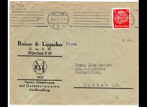 DR 1935, 12 Pf. m. perfin auf Firmen Brief v. München.