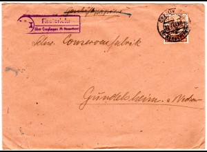 194, Landpost 14a Stpl. FINSTERLOHR über Creglingen auf Brief m. 24 Pf.