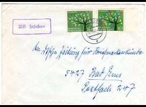 BRD 1962, Landpost Stpl. 3111 STÖCKEN auf Brief m. MeF 2x10 Pf. Europa Cept.